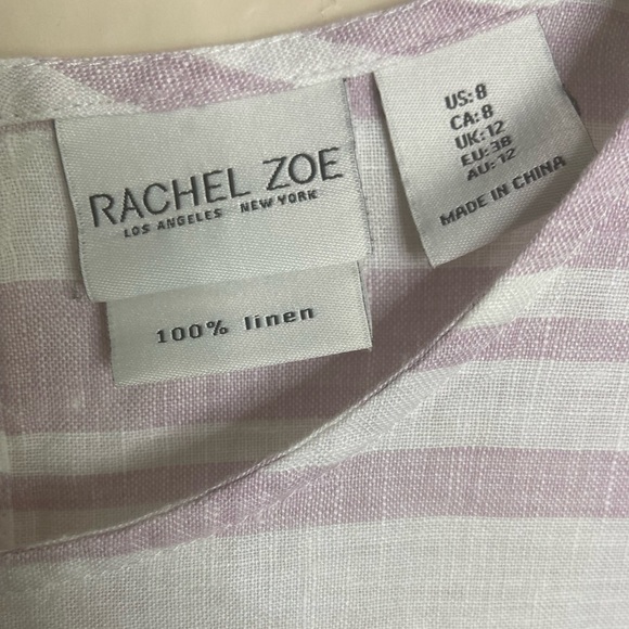 Rachel Zoe Linen Striped Dress size 8 sustainable vacation beach - Picture 6 of 6